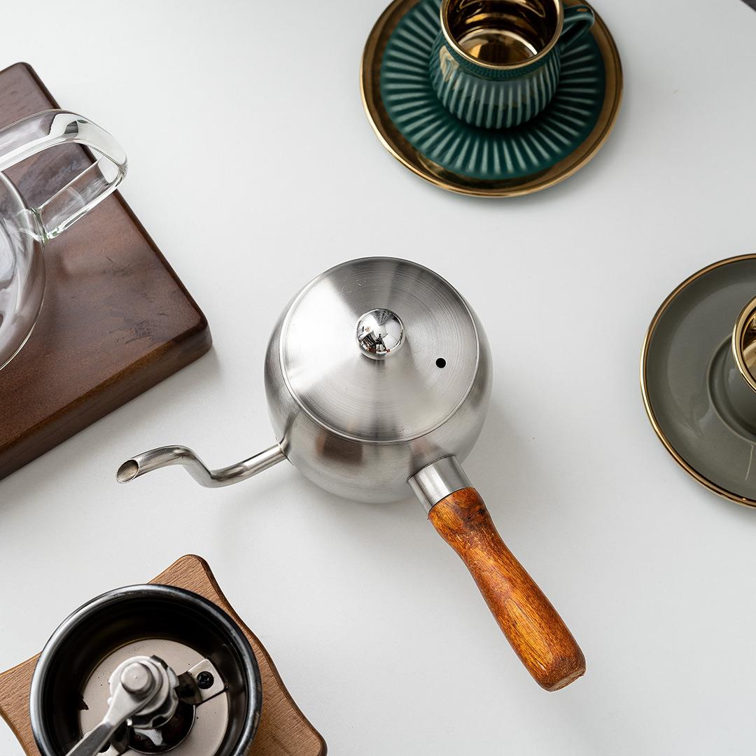 5ZW挂耳咖啡手冲壶细口壶木柄不锈钢v60滤杯聪明杯分享壶咖啡壶套 - 图1