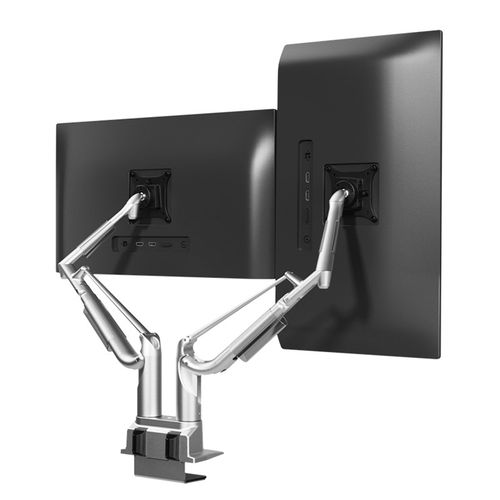 慧想K200双屏显示器支架臂铝合金悬挂升降免打孔双电脑屏增高托架 - 图3