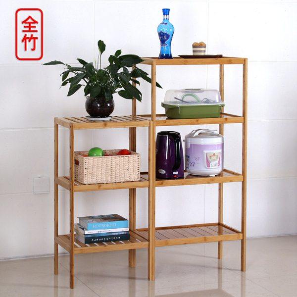 竹架子实木置物架落地花架客厅阳台收纳架简易储物柜厨房缝隙层架,淘宝优惠券,粉丝福利购,淘宝优惠卷