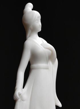 新中国禅宗风格古典美饰品陶瓷人物女士手工艺品客厅入口书房装饰