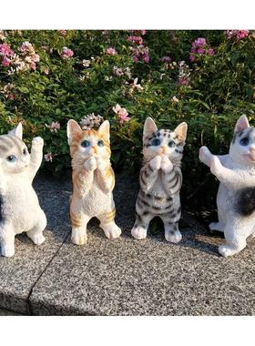 彷真猫咪摆件可爱小猫客厅房间卧室花园装饰猫创意生日礼物女礼品