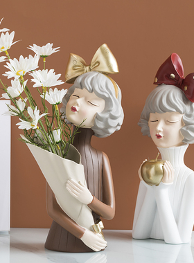 北欧轻奢风客厅泡l泡女孩摆件创意家居玄关室内电视柜装饰品摆设