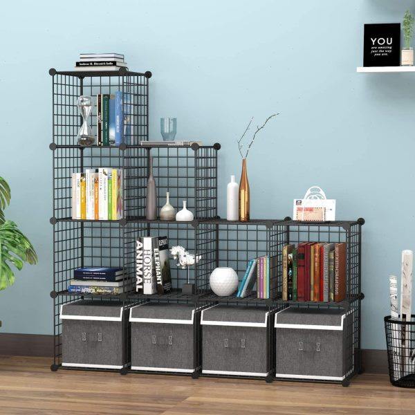 铁网格架简约组合收纳神器客厅卧室简易储物书架多层整理铁网置物,淘宝优惠券,粉丝福利购,淘宝优惠卷