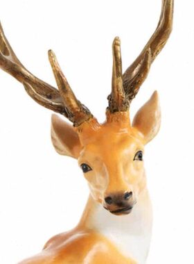 彩动物家居装饰品绘10高级别墅客厅摆件放摆桌面精致欧式梅花鹿86