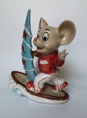 石湾陶瓷公仔工艺品十二生肖家居装饰摆件动物玄关老鼠一帆风顺