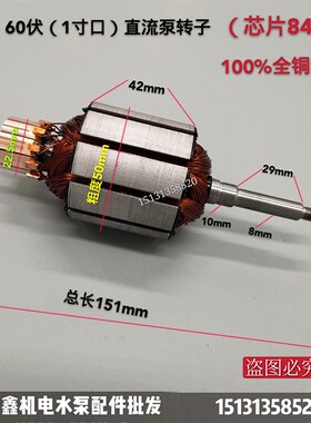 潜水泵转子直流配件12V24V48V60V72伏两用通用一二寸铜线电机线圈
