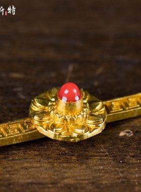 护摩勺 家居佛具用品铜镀金水陆供金刚勺23.5cm佛前供具金刚勺子