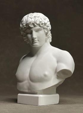 安提诺乌斯石膏雕塑桌面摆件装饰道具古典艺术书架商业陈设道具