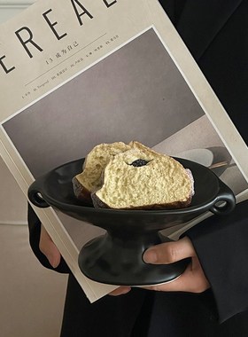 装饰摆件轻奢陶瓷香薰托盘高级感银D色蜡烛烛台侘寂风玄关杂物收