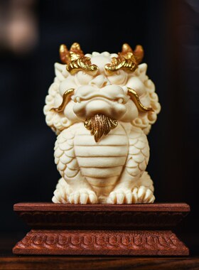 新中式招财国潮龙狮瑞兽麒麟龙年送礼办公室桌面创意装饰摆件