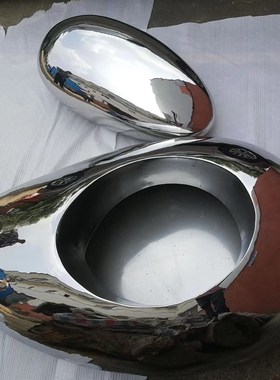 不锈钢石头鹅卵石水滴茶几环氧z树脂电镀金属镜面户外室内雕塑摆