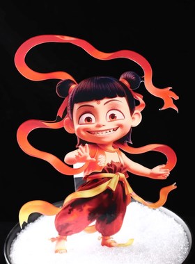 网红哪吒刺身摆件鱼雕板海t鲜姿造背景装饰品冷菜摆盘点缀人物插