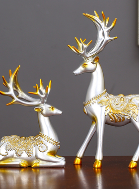 鹿摆件桌面办公室家居装饰品客厅酒柜玄关轻奢Q高档创意工艺品乔