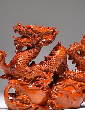 花梨木雕龙实木生肖龙家居客厅办公室装饰红木雕刻工艺品礼品
