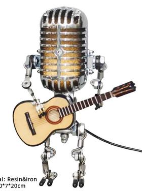 复古老式麦克风台灯Microphone Robot Lamp家居摆件