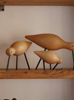 滨鸟 木质摆件书柜书房新中式展示柜橱窗饰N品家居工艺品北欧水鸟