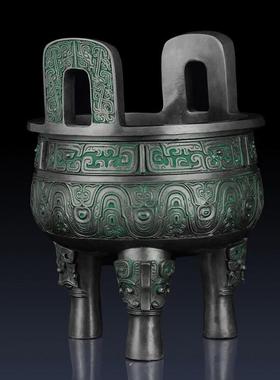 纯黄铜克鼎摆件办公室招财铜鼎客厅装饰品青铜器摆件家用铜鼎香炉