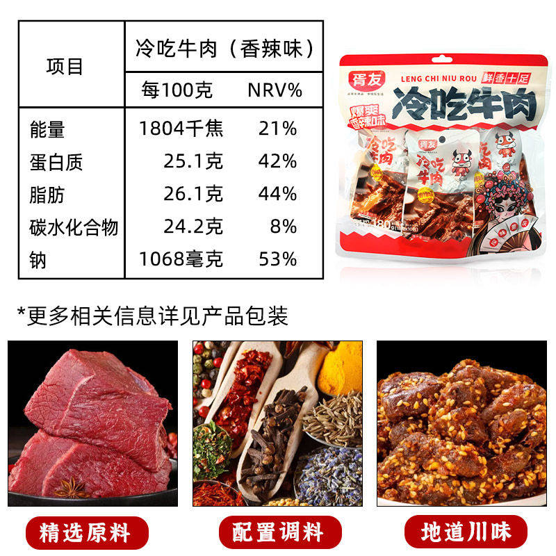 胥友冷吃牛肉180g麻辣香辣牛肉四川风味牛肉零食小吃休闲独立包装,淘宝优惠券,粉丝福利购,淘宝优惠卷