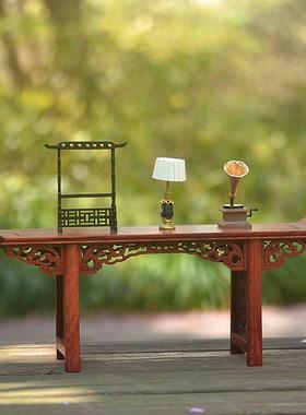 古风娃娃屋微型家具模型道具 迷你微缩青花瓶台灯留声机抱枕镜子