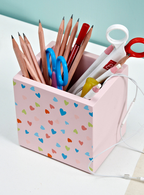 少女心笔筒摆件筒创意时尚小清新木质粉色创意儿童房女孩家居饰品