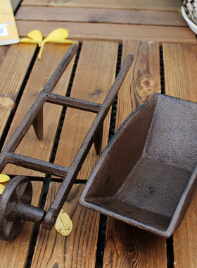 复古创意铸铁工艺品酒吧会所庭院家居装饰装饰摆件手推斗车摆件