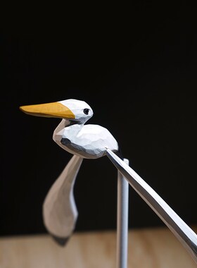 平衡海鸥手工木雕小摆件卡通可爱治愈趣味办公室电脑书桌面装饰品