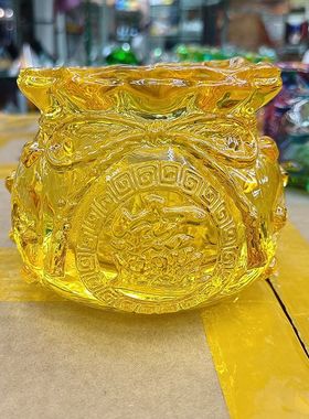 黄水晶元宝福袋钱袋摆件存钱储蓄罐招财进宝开业乔迁礼品客厅装饰