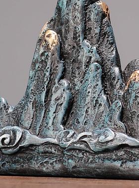 新中式家居摆件假山软装饰品书房茶几禅意客厅电视柜酒柜玄关乔迁