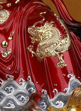 仿铜彩武财神赵公明神像佛堂客厅办公室店铺家用供奉佛像真身摆件