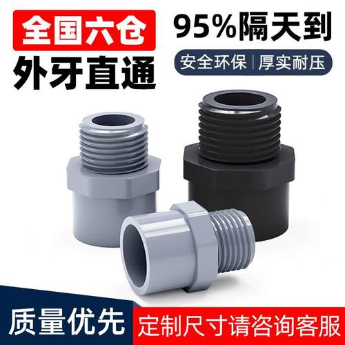 pvc外牙直接直通外螺纹水管配件外丝变径接头4四分25 32 50 63 75 - 图0