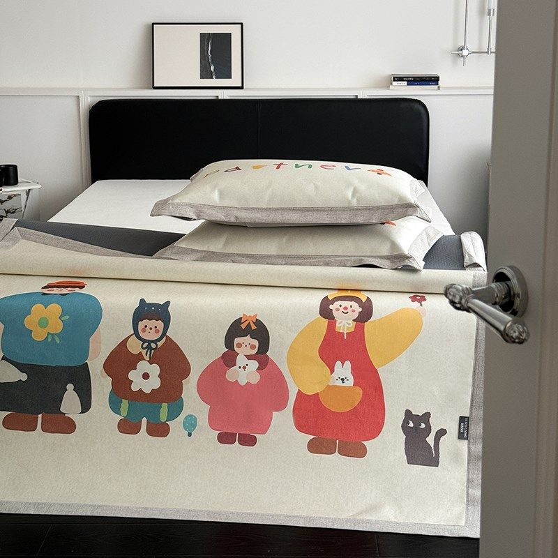 卡通可爱夏季冰丝凉席三件套可水洗床笠空调席儿童印花单人软席子,淘宝优惠券,粉丝福利购,淘宝优惠卷