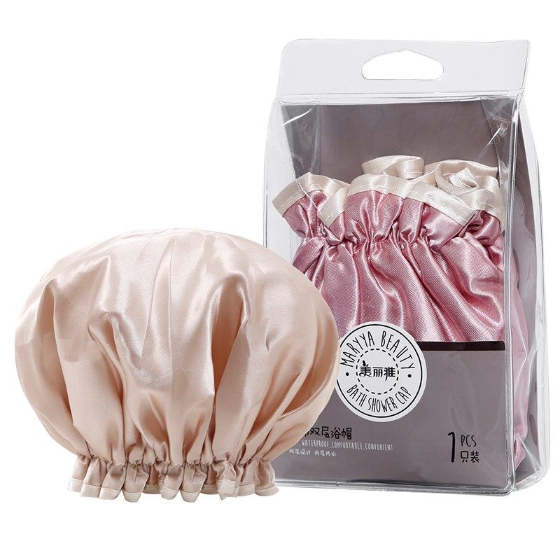 美丽雅浴帽女双层防水绸布加厚沐浴帽家用防油烟防尘洗澡帽1只,淘宝优惠券,粉丝福利购,淘宝优惠卷