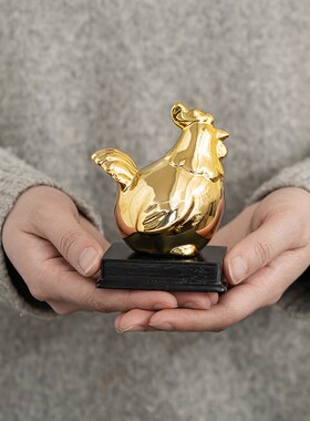 记今朝《电镀金鎏镀》十二生肖龙 陶瓷摆件 2024龙年家居饰品桌面