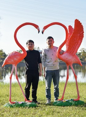 仿真火烈鸟小区公园林景观装饰品婚庆橱窗玻璃钢发光云朵雕塑