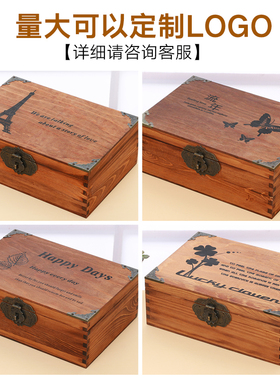 。收钱盒钱箱子摆摊木盒子复古带锁收纳盒实木质盒小箱子家用密码