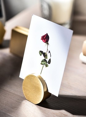 黄铜卡片展示架台卡名片底座标签照片夹便签留言夹价格座金色