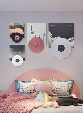 客厅沙发背景墙装饰画实物雕刻卧室挂画床头黑胶唱片