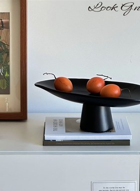 意式简约餐桌高j脚果盘摆件软装售楼处家居客厅茶几收纳托盘