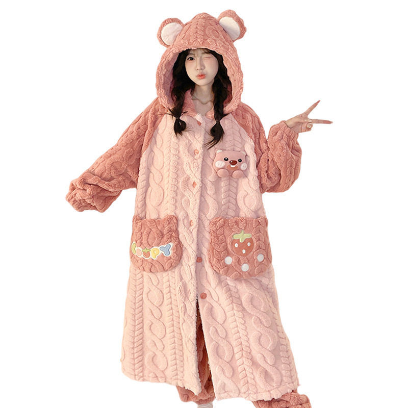 新款珊瑚绒睡衣女秋冬季加厚加绒保暖可爱卡通睡袍法兰绒家居服,淘宝优惠券,粉丝福利购,淘宝优惠卷