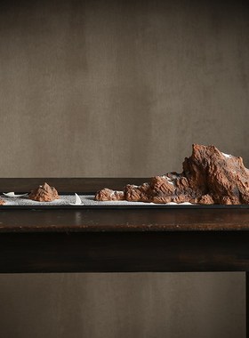 新中式创意沙盘雪山枯山水造景玄关酒柜办公室禅意假山装饰品摆件