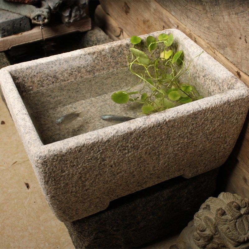 石雕鱼缸花盆青石盆栽绿植石头缸庭院室内花岗岩流水养鱼简约石槽,淘宝优惠券,粉丝福利购,淘宝优惠卷