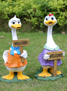 户外花园庭院卡通动物鸭子花缸雕塑幼儿园花盆小院子景观装饰摆件