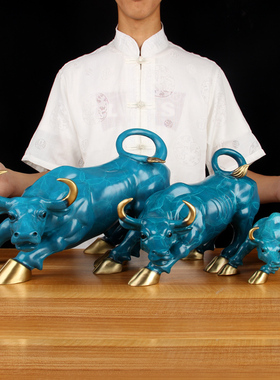 手工彩绘铜华尔街牛摆件 铜 摆件 牛 摆件