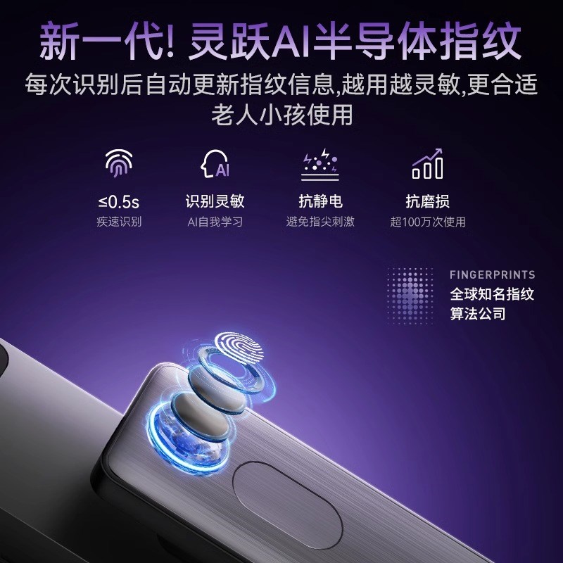 凯迪仕Q7F智能门锁密码指纹人脸全自动家用入户门防盗门电子锁 - 图1