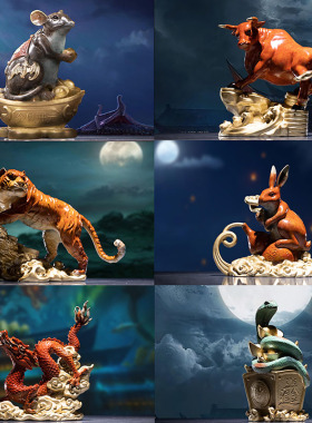 朱炳仁铜 十二生肖彩色铜雕办公桌摆件 工艺品办公桌家居摆件