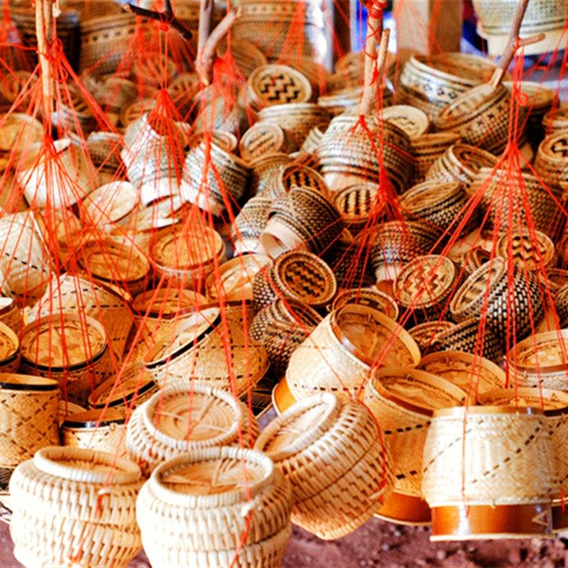 泰国装饭老挝装糯米饭泰式手工竹编米饭筐茶叶盒进口竹篓茶叶摆件,淘宝优惠券,粉丝福利购,淘宝优惠卷