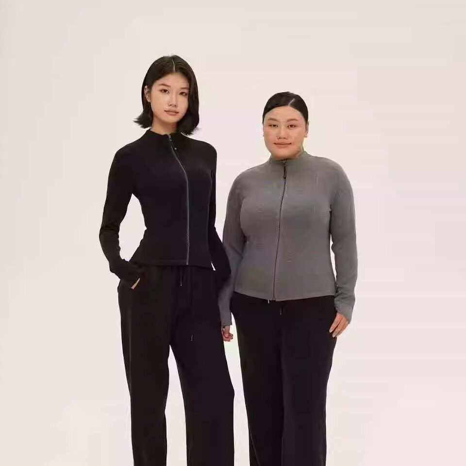 玻尿酸依菲丝羊绒微塑形女士外套保暖修身轻运动上衣立领拉链开衫