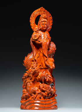 木雕观音佛像寺庙摆件供奉家用观世音菩萨雕刻工艺品