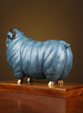 铜欣祥 《洋洋得意》彩铜羊摆件客厅玄关工艺品生肖羊装饰品礼品