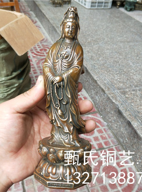观世音菩萨背光纯铜诸葛亮弥勒如来佛关公铜器工艺品摆件家居摆设